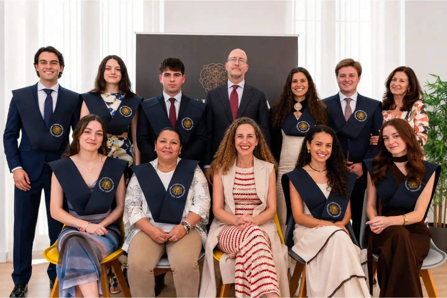 Acto de Clausura del Curso Académico en Puertanueva: residentes, equipo y representantes institucionales celebran juntos el final de una etapa universitaria
