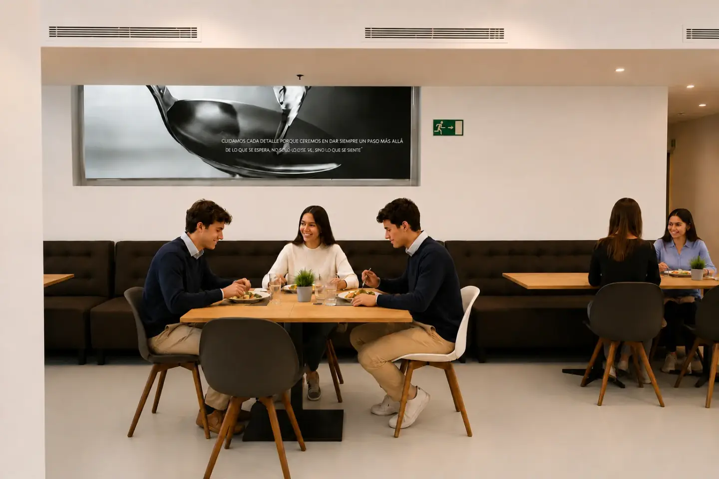 Residentes disfrutando del comedor en Puertanueva